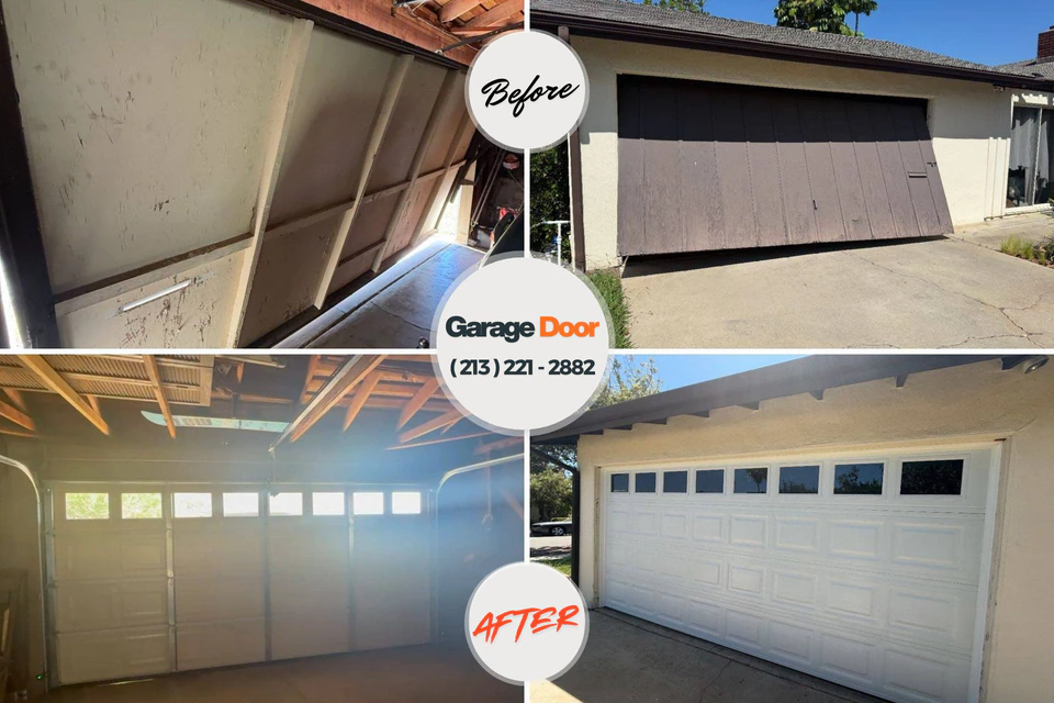 Before and after: garage door spring repair Friendship Heights Village, MD